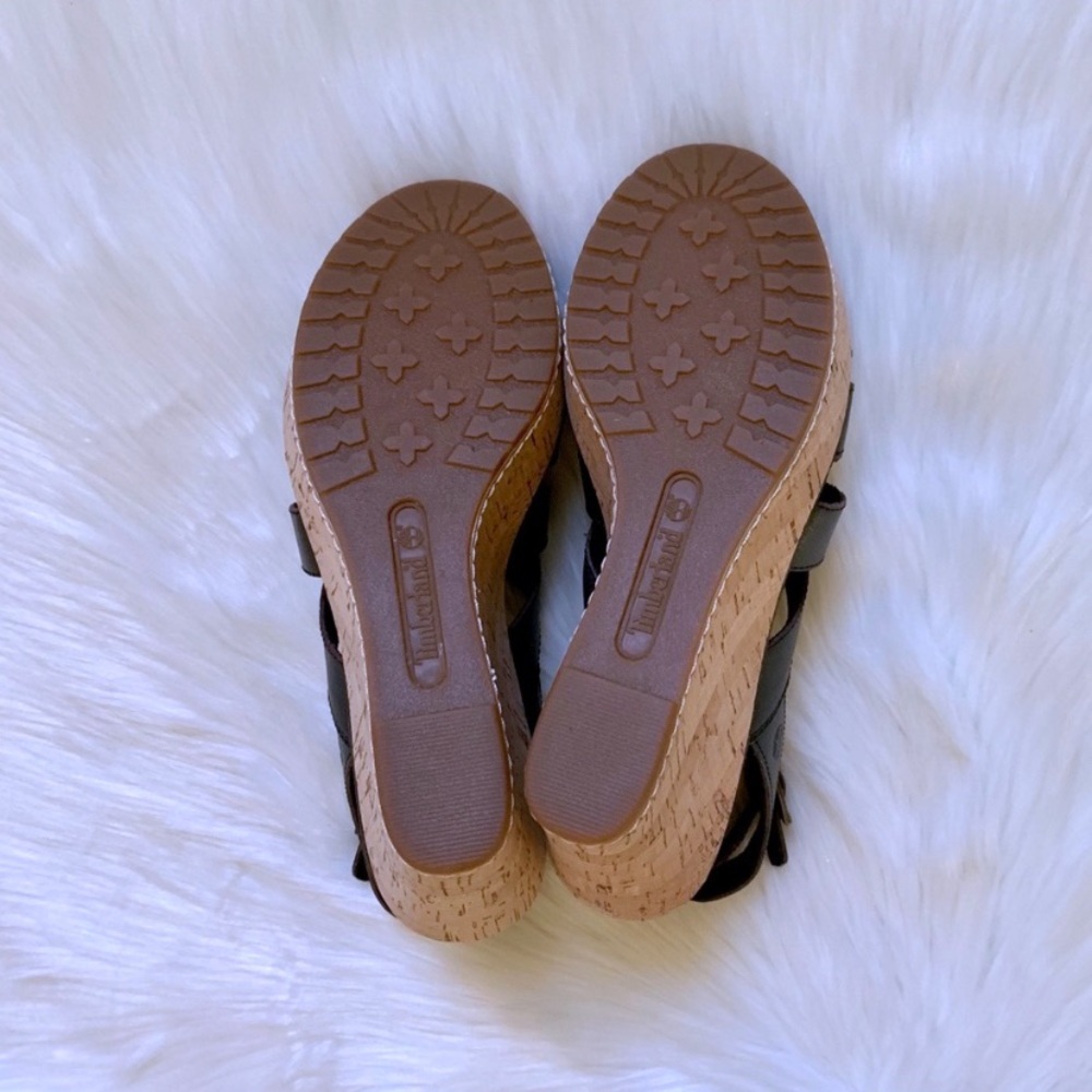 Timberland Danforth Black Leather Wedge Sandals - Picture 8 of 8